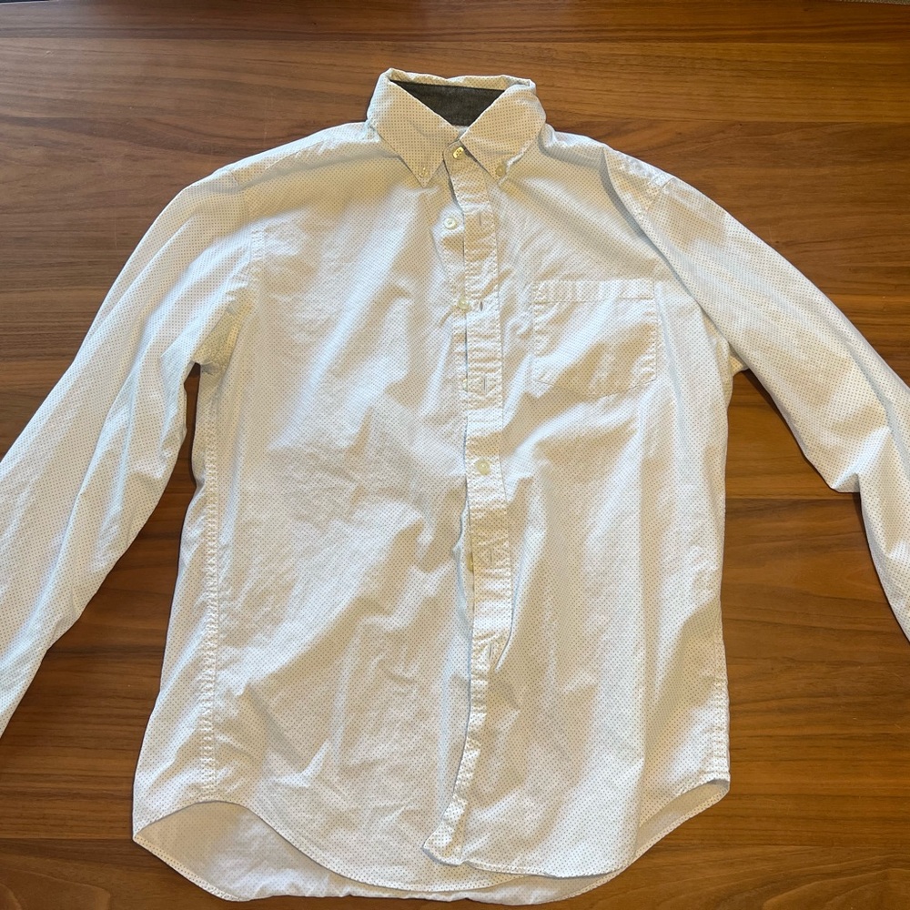 J. Crew White with Polka Dots Casual Button Down Shirt